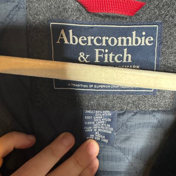 Abercrombie & Fitch Men’s XL Wool Blend Gray Zip Up Jacket Full Zip Classic - Picture 5 of 5